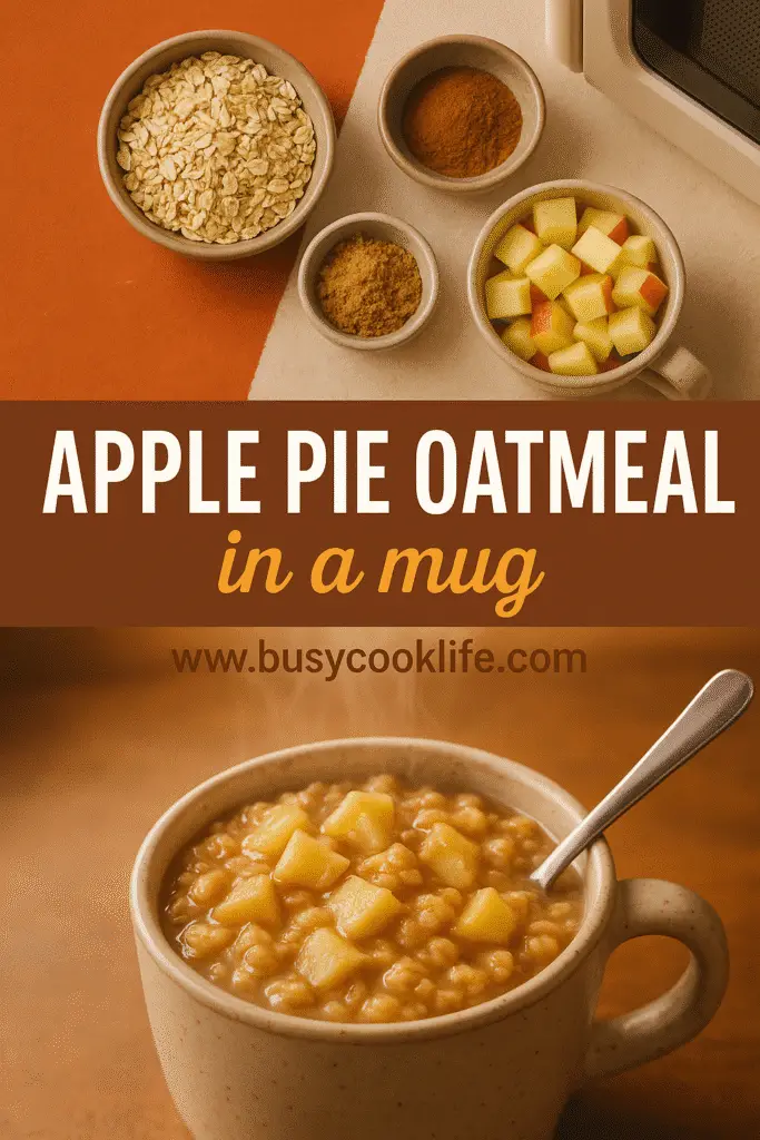 Apple pie oatmeal in a mug recipe on Pinterest