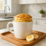 Banana pancakes mug featured image on white kitchen background