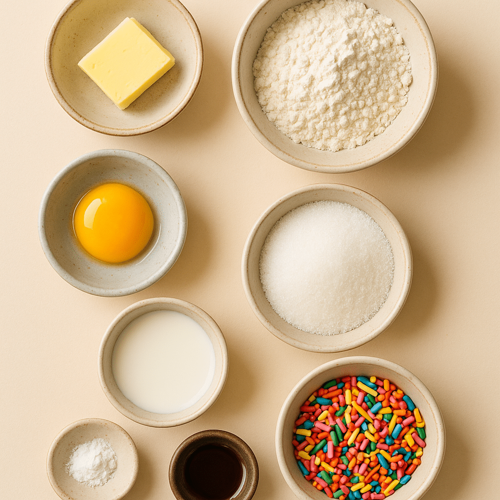 birthday mug cake ingredients laid out