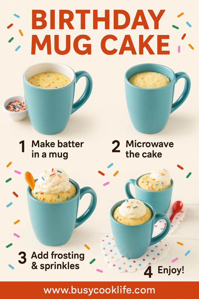 birthday mug cake Pinterest pin layout