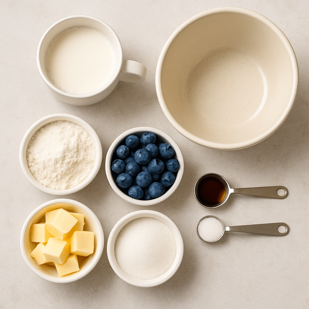 Ingredients for Blueberry Muffin Mug Cake