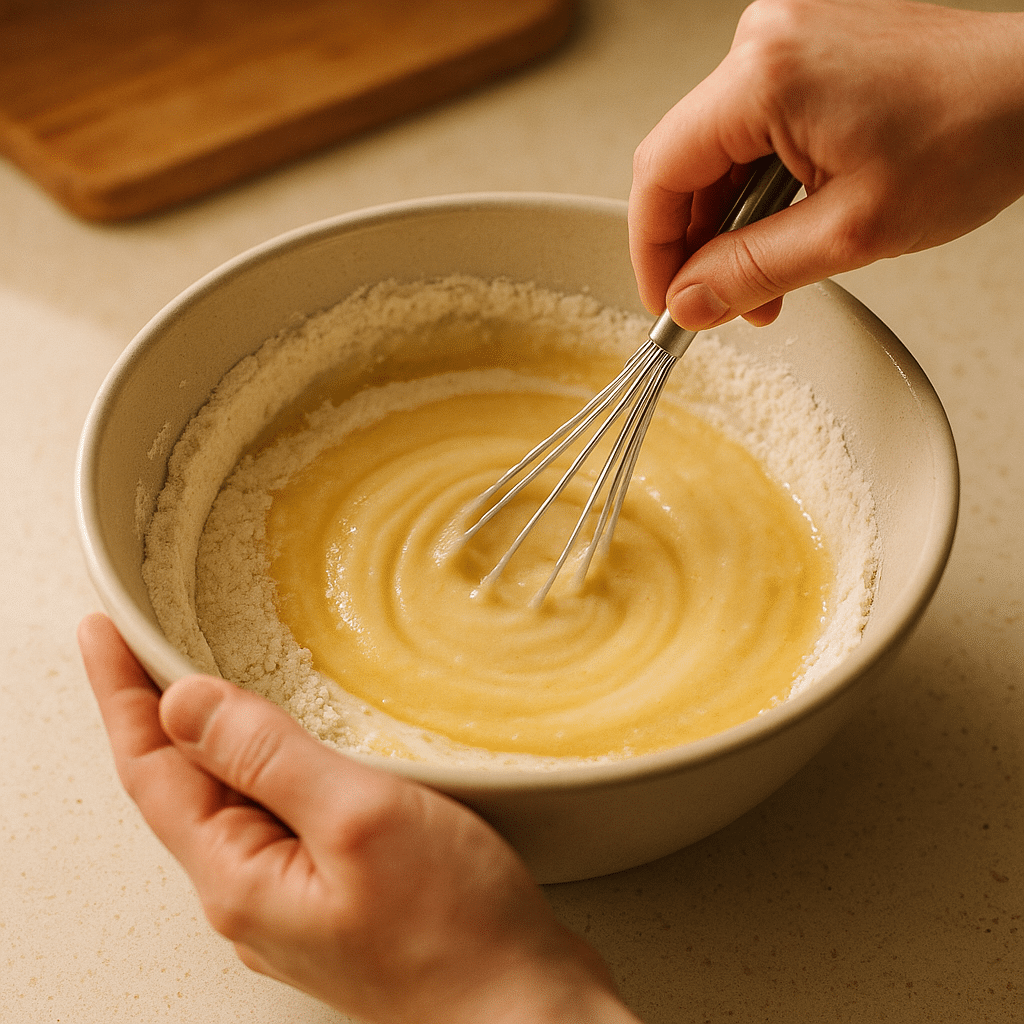 Mixing Wet Ingredients into Batter