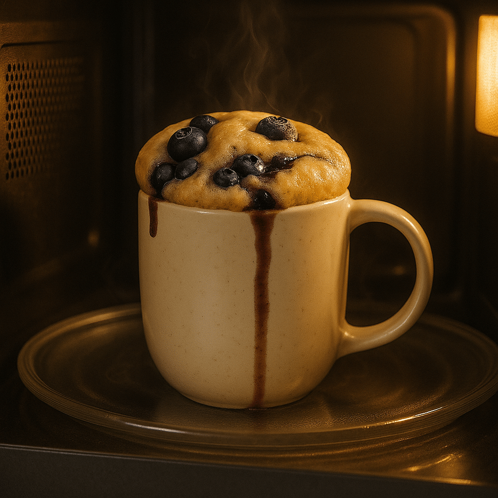 Mug Cake Rising in Microwave