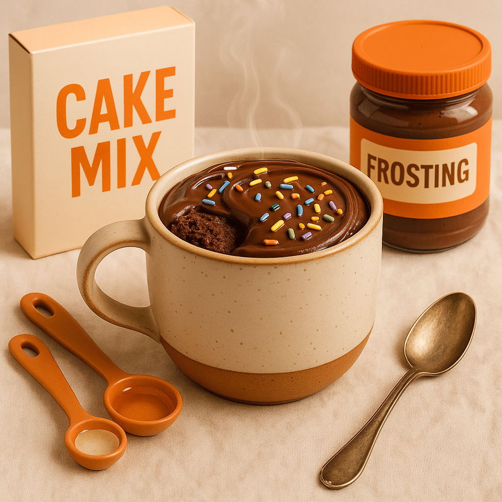 Ingredients for cake mix mug cake recipe