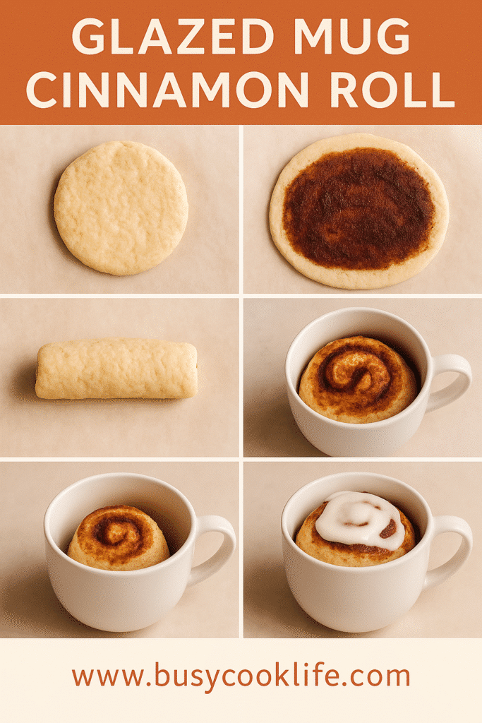 Step-by-step guide for cinnamon roll in a mug recipe