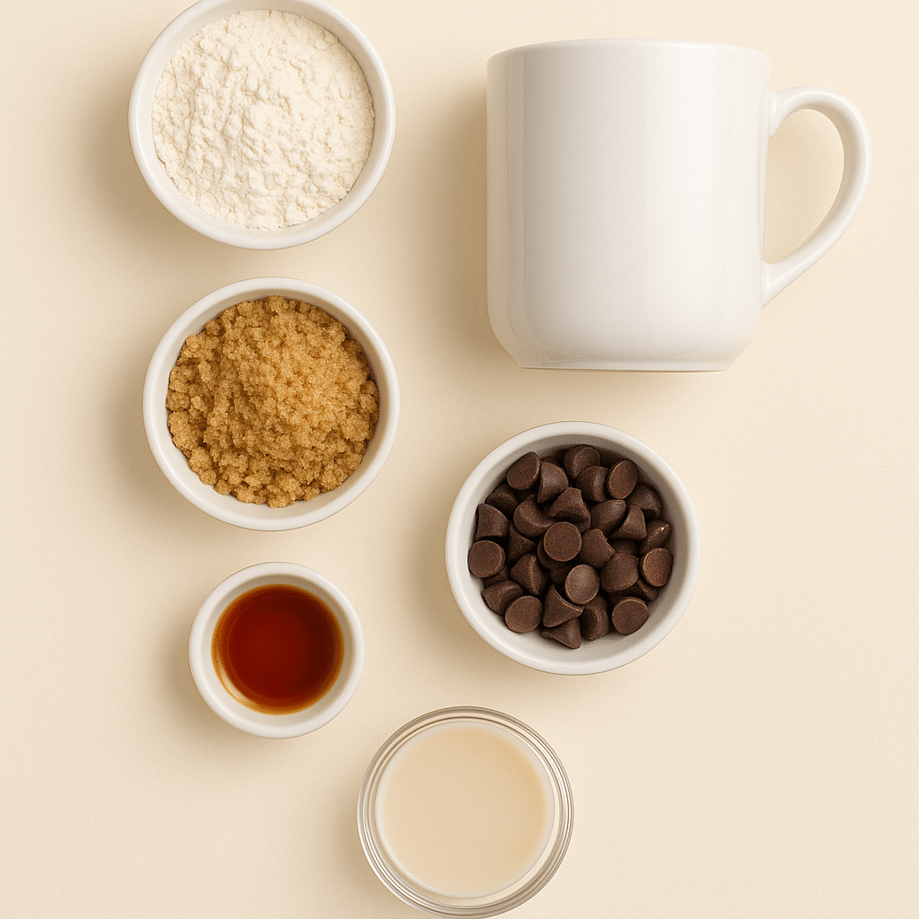 ingredients for cookie in a mug recipe no egg