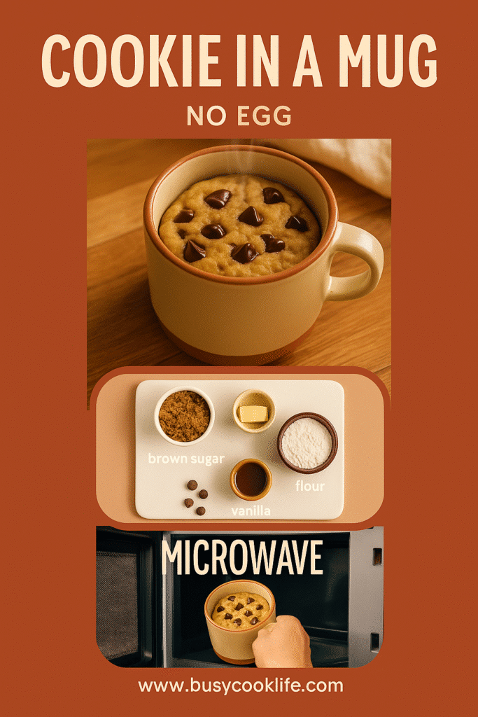pinterest pin for cookie in a mug recipe no egg
