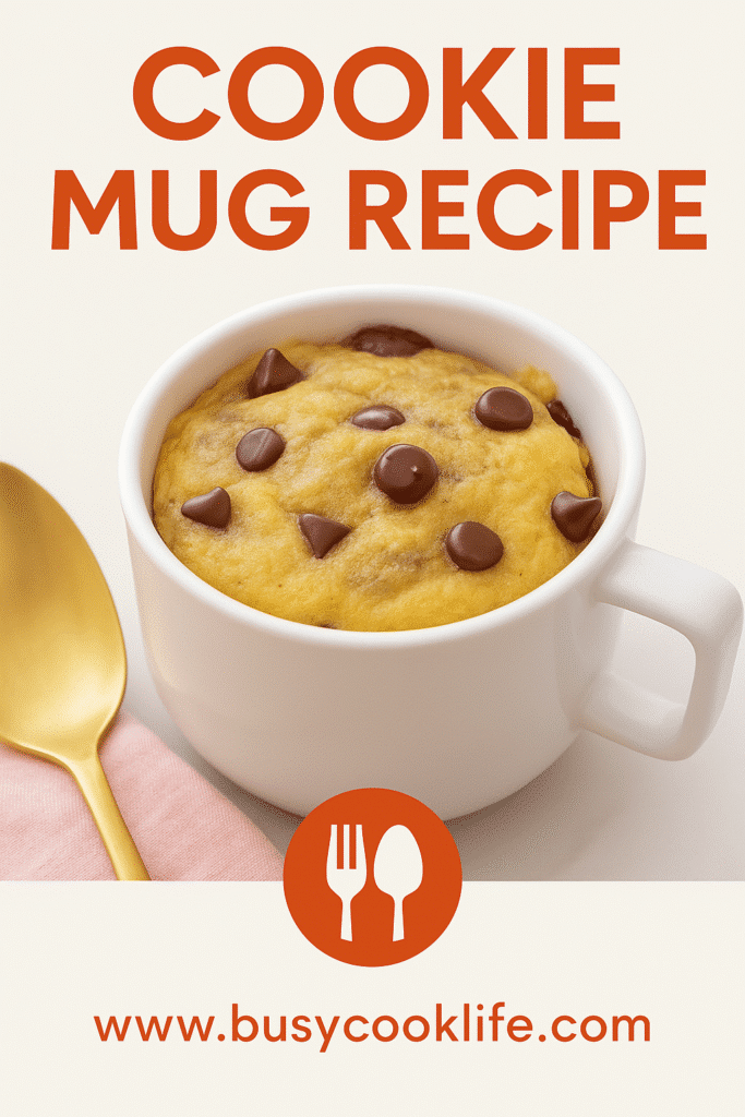 Pinterest pin for gooey cookie mug recipe