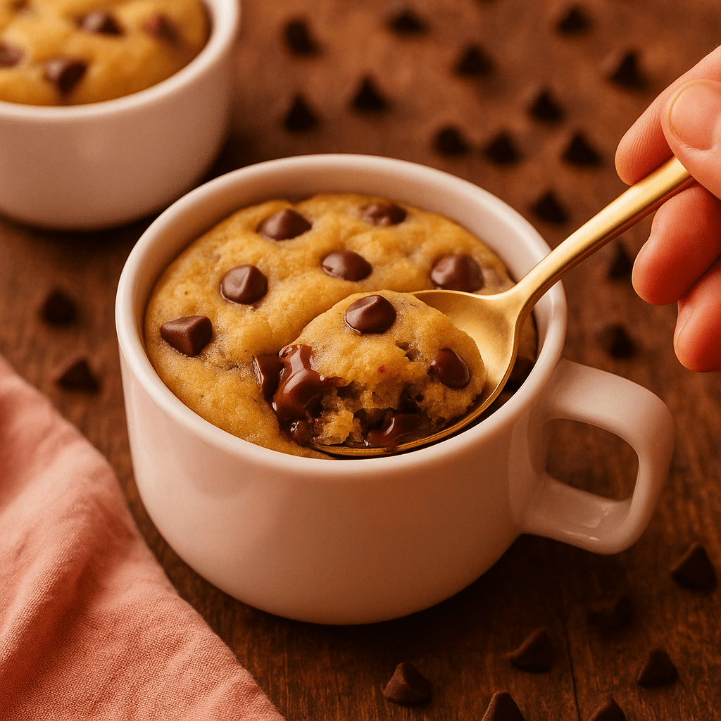 served cookie mug recipe with spoon