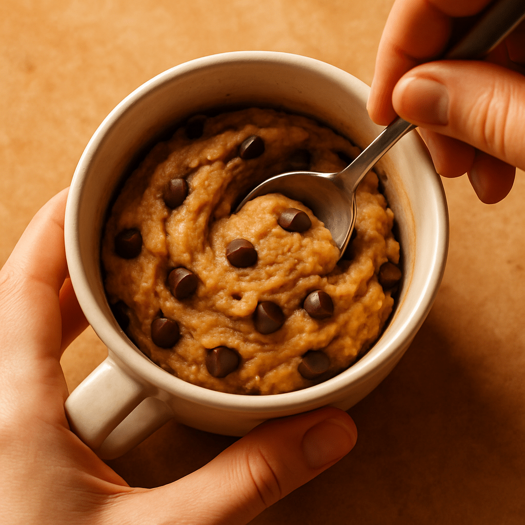 mixing cookie mug recipe dough in mug