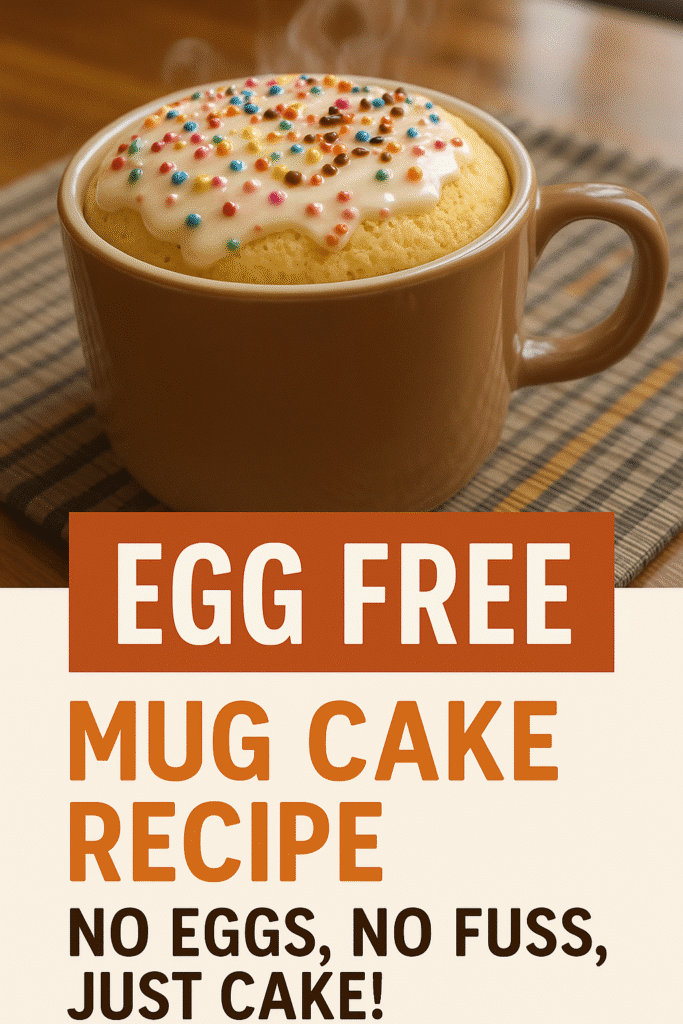Pinterest image for egg free mug cake recipe
