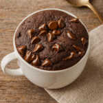 gluten-free mug cake in white ceramic mug