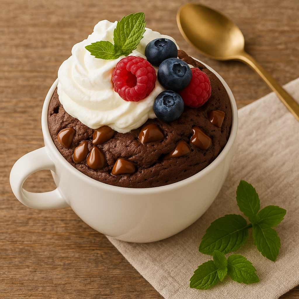 gluten-free mug cake with toppings