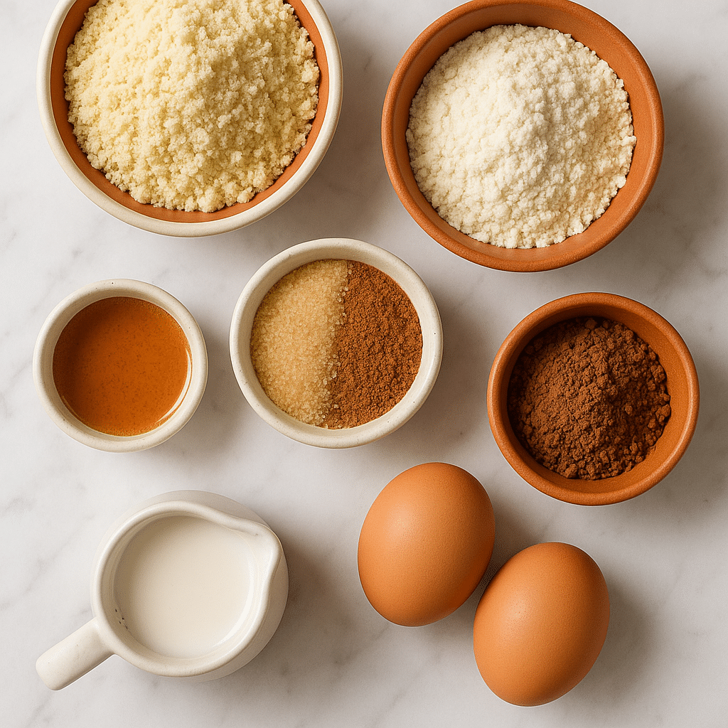 Healthy mug cake recipes ingredients laid out for preparation