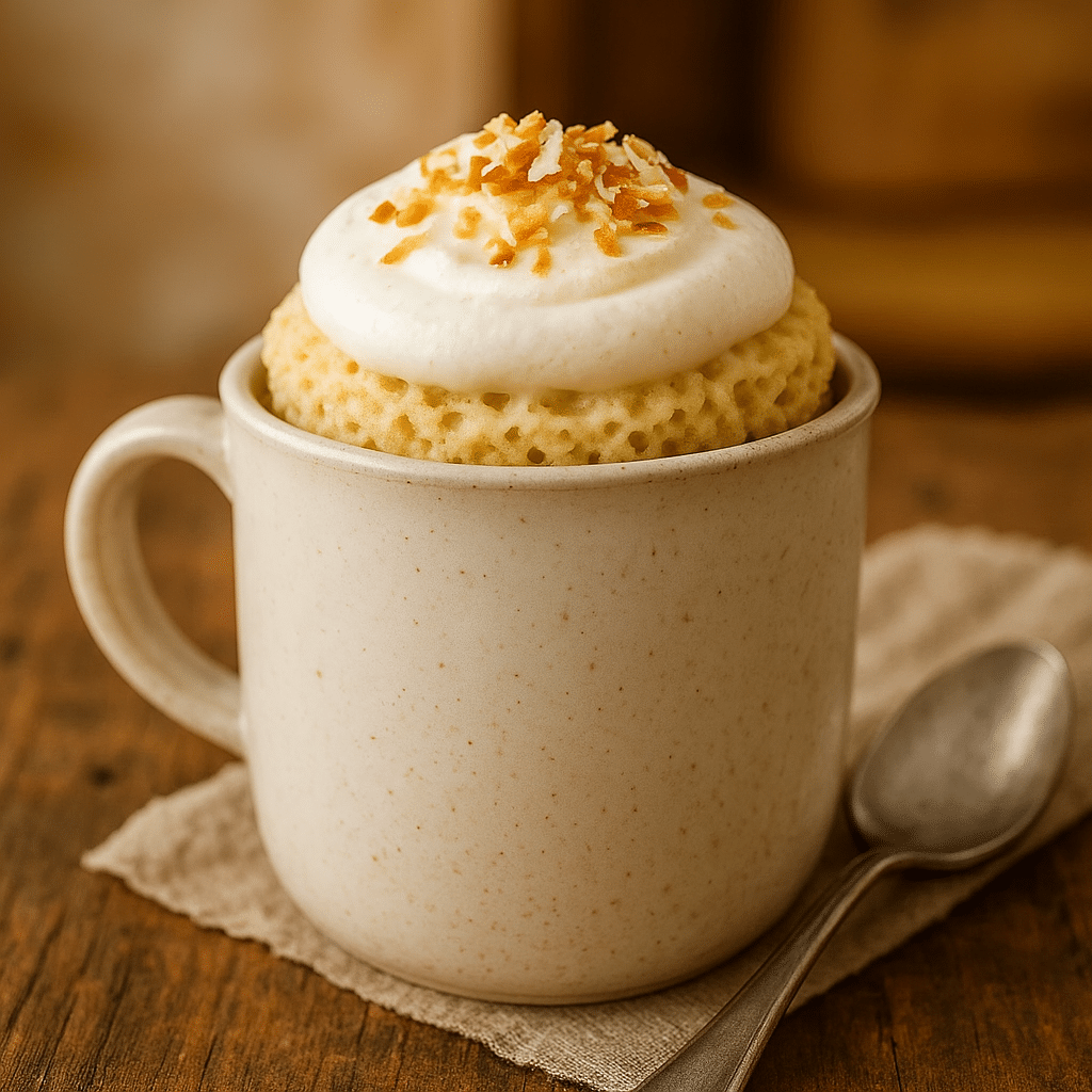 Served keto tres leches mug cake with toppings
