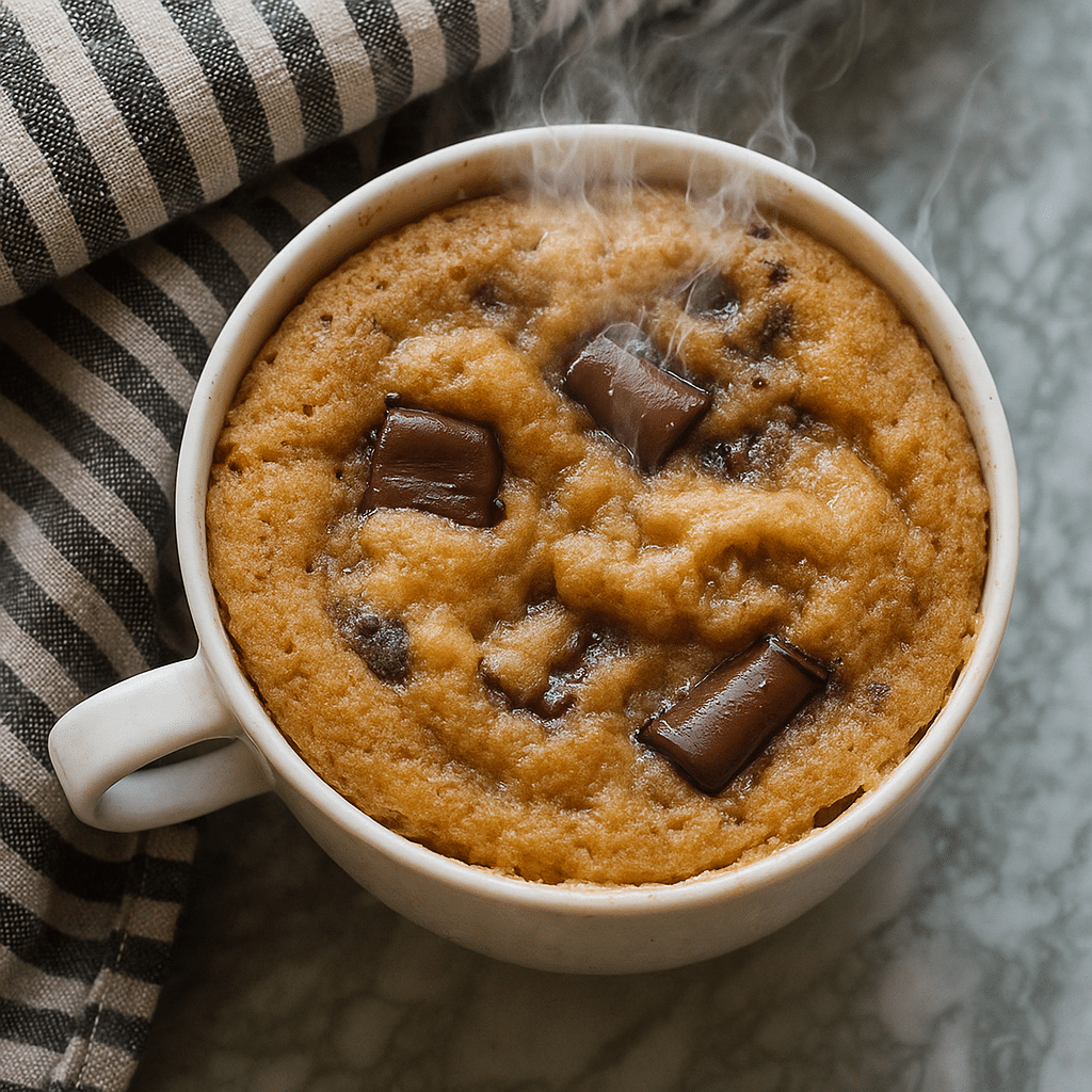 Freshly microwaved eggless cookie mug