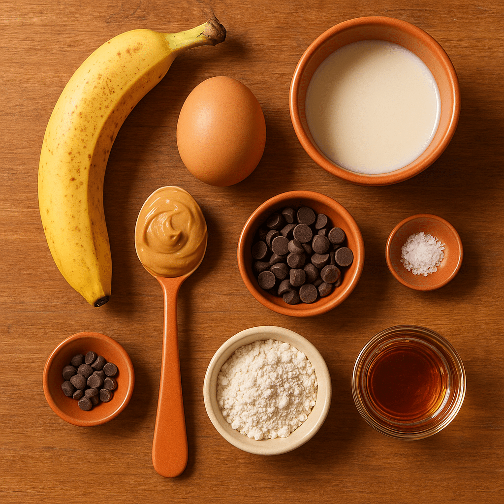 Ingredients for peanut butter banana mug cake