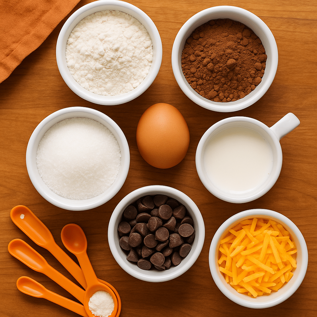 Mixing chocolate mug cake batter with a wooden spoon in a ceramic mug