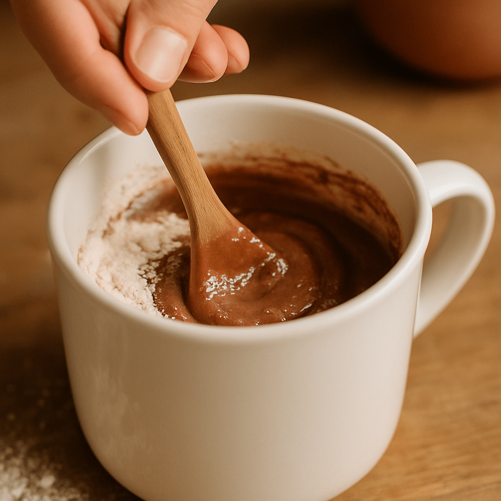 Ceramic mug cooking in microwave with steam rising inside the appliance