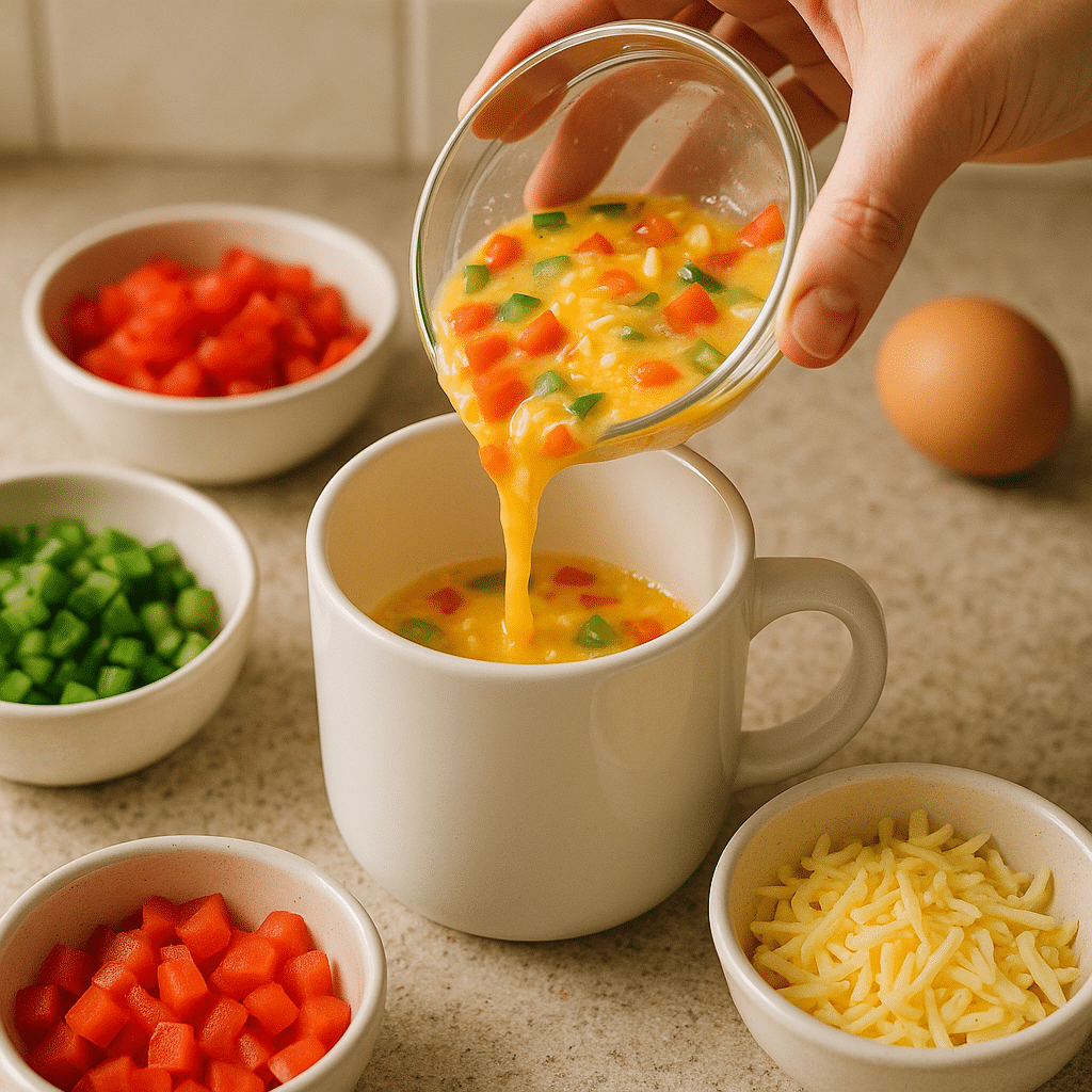 Office Mug Meals: Quick Microwave Recipes for Work Comfort 8 Mixing ingredients into a mug