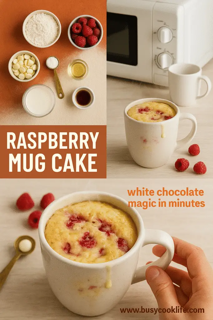 Raspberry White Chocolate Mug Cake Pinterest Image