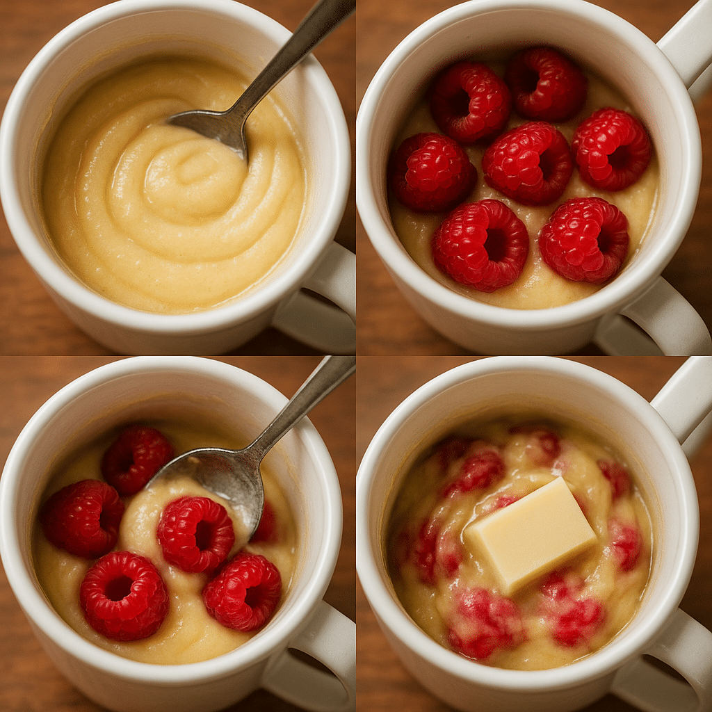 Steps for making Raspberry White Chocolate Mug Cake