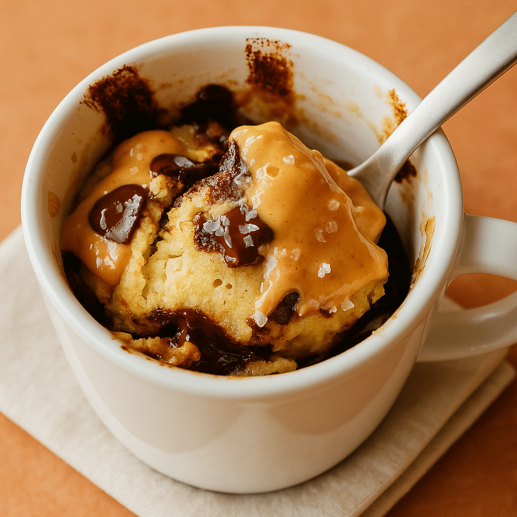 Spoonful of peanut butter banana mug cake