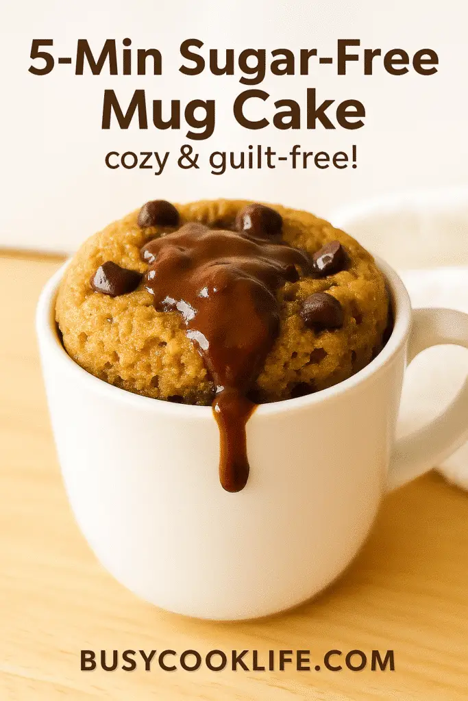 5-minute sugar-free mug cake with cozy Pinterest styling