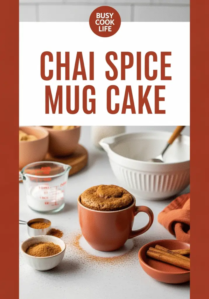 Chai spice mug cake Pinterest recipe pin