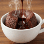 Molten lava cake in a mug recipe with flowing chocolate center