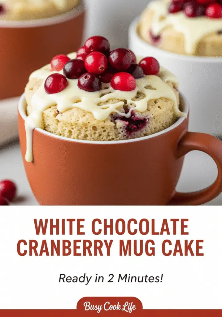 white chocolate cranberry mug cake pinterest pin
