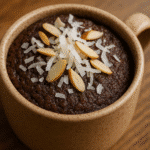 Homemade almond joy mug cake with chocolate and coconut from BusyCookLife trusted recipe