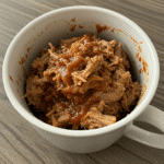 BBQ pulled pork in a mug recipe finished result steaming