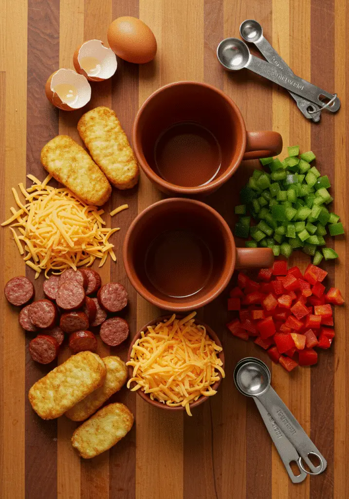 breakfast burrito mug ingredients terracotta arranged