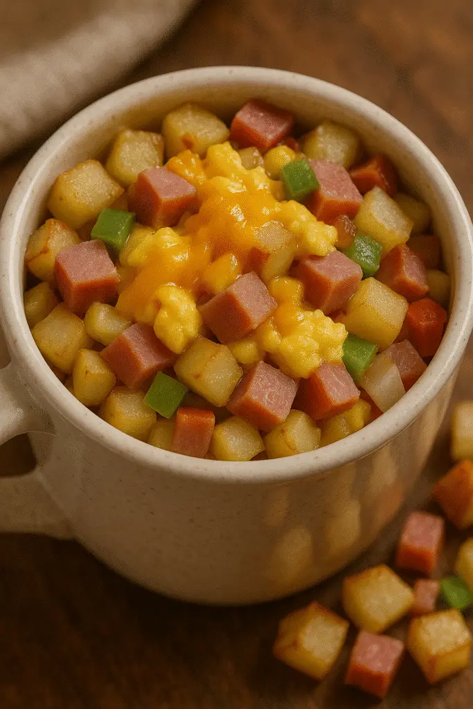 Quick 3-minute Breakfast Hash in a Mug recipe from BusyCookLife - microwave breakfast solution