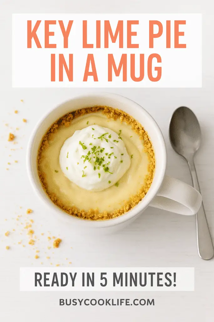 BusyCookLife branded key lime pie mug recipe Pinterest pin - complete tutorial available on website