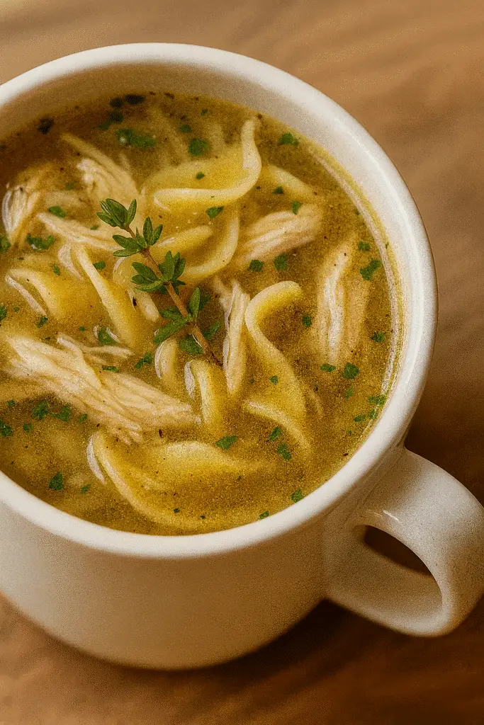 Pinterest pin chicken noodle soup mug recipe vertical format