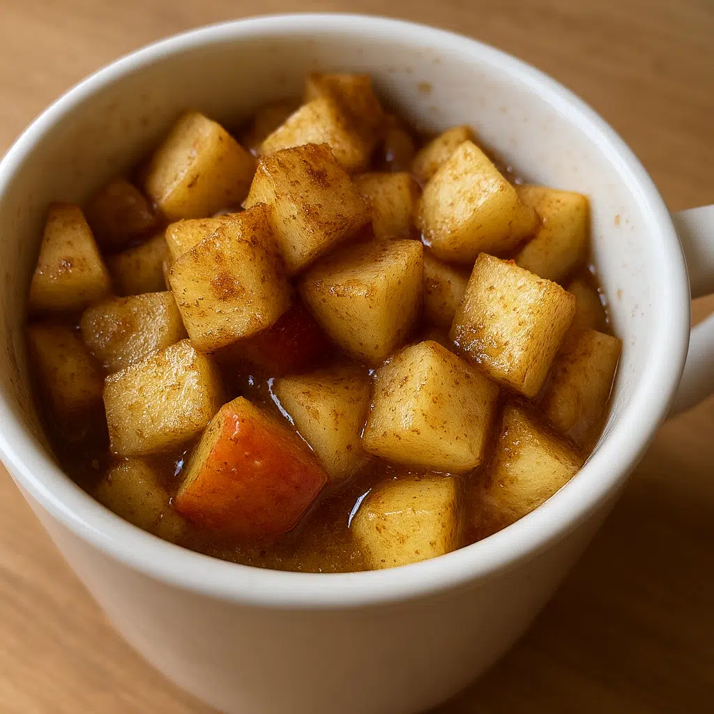 Cinnamon Apple Breakfast Mug with tender diced apples and warm cinnamon - BusyCookLife tested recipe