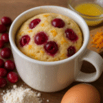 Cranberry orange mug muffin with fresh cranberries and orange zest - tested kitchen recipe