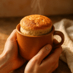 Power-up protein pancake mug recipe ready to serve with fluffy texture