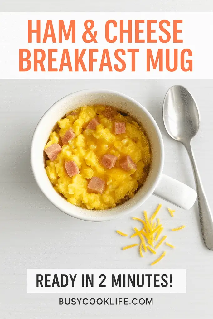 Ham and cheese breakfast mug Pinterest pin vertical format