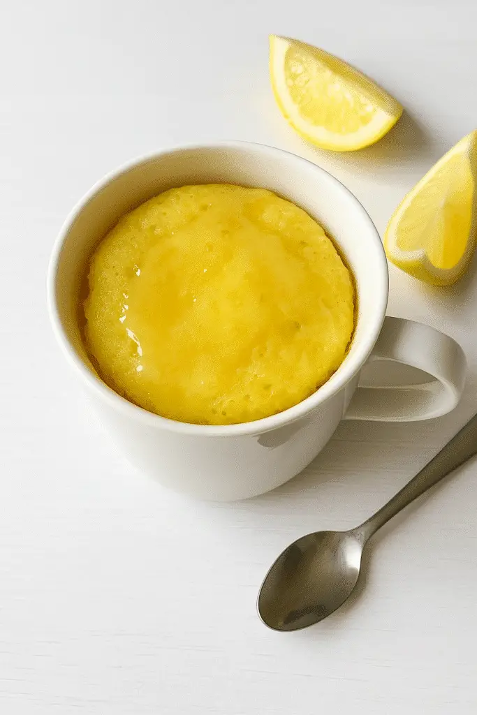 BusyCookLife lemon drizzle mug cake Pinterest pin featuring 2-minute microwave magic recipe