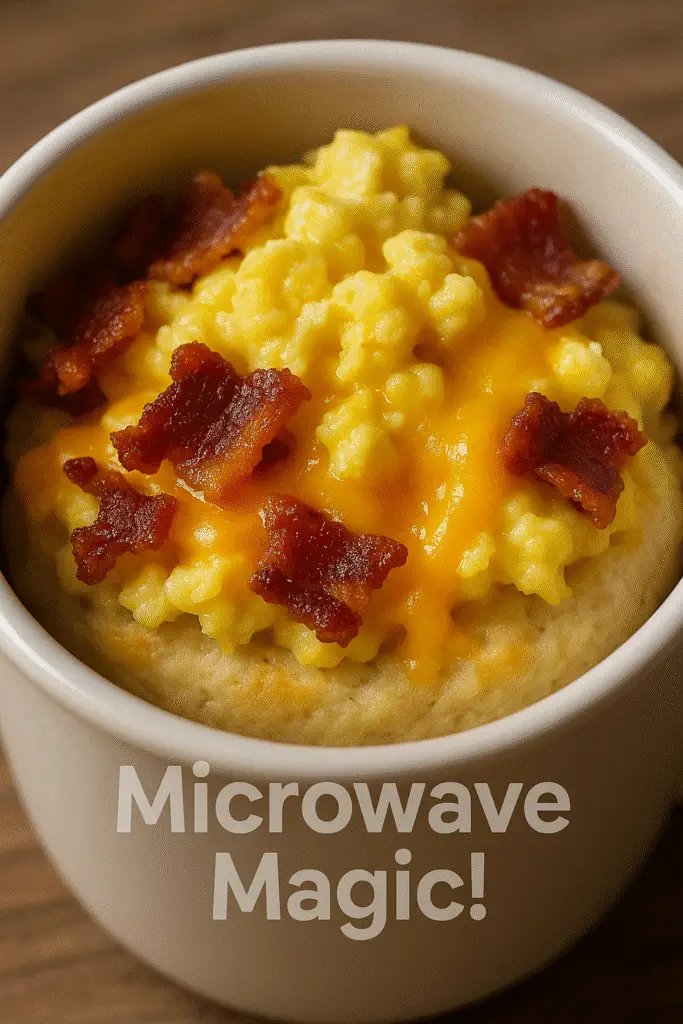 Microwave magic bacon egg cheese biscuit mug - BusyCookLife's viral breakfast hack
