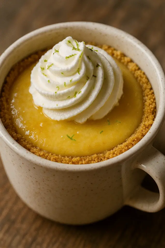 Key lime pie microwave magic mug recipe - 5 minute dessert tutorial from BusyCookLife blog