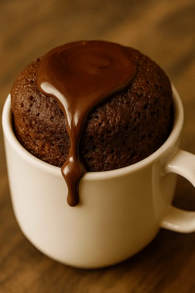 Nutella Mug Cake microwave magic recipe with text overlay for busy parents