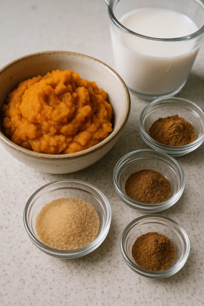 Microwave pumpkin pie mug dessert with fall spices - quick single serving recipe