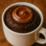 Nutella Mug Cake with gooey chocolate center made with trusted 3-ingredient recipe