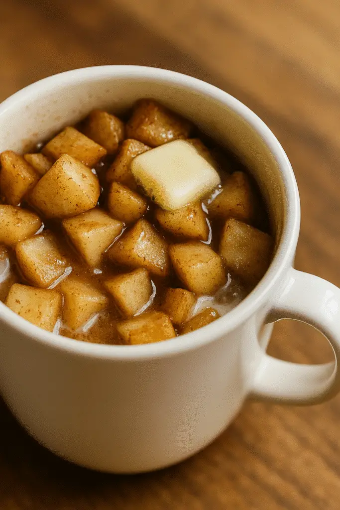 Quick Cinnamon Apple Breakfast Mug Pinterest recipe pin - ready in 3 minutes from BusyCookLife