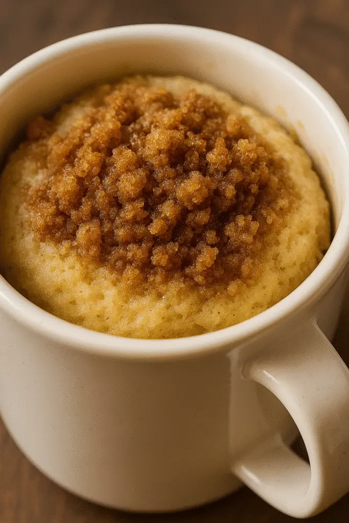 Quick coffee cake mug muffin Pinterest recipe from BusyCookLife