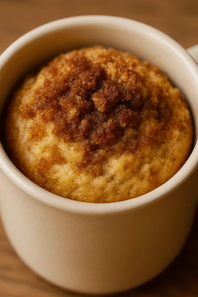 Microwave magic coffee cake mug muffin recipe overlay pin